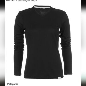 Patagonia Women's Capilene 2 Lightweight V Neck Top Long Sleeve Black S.